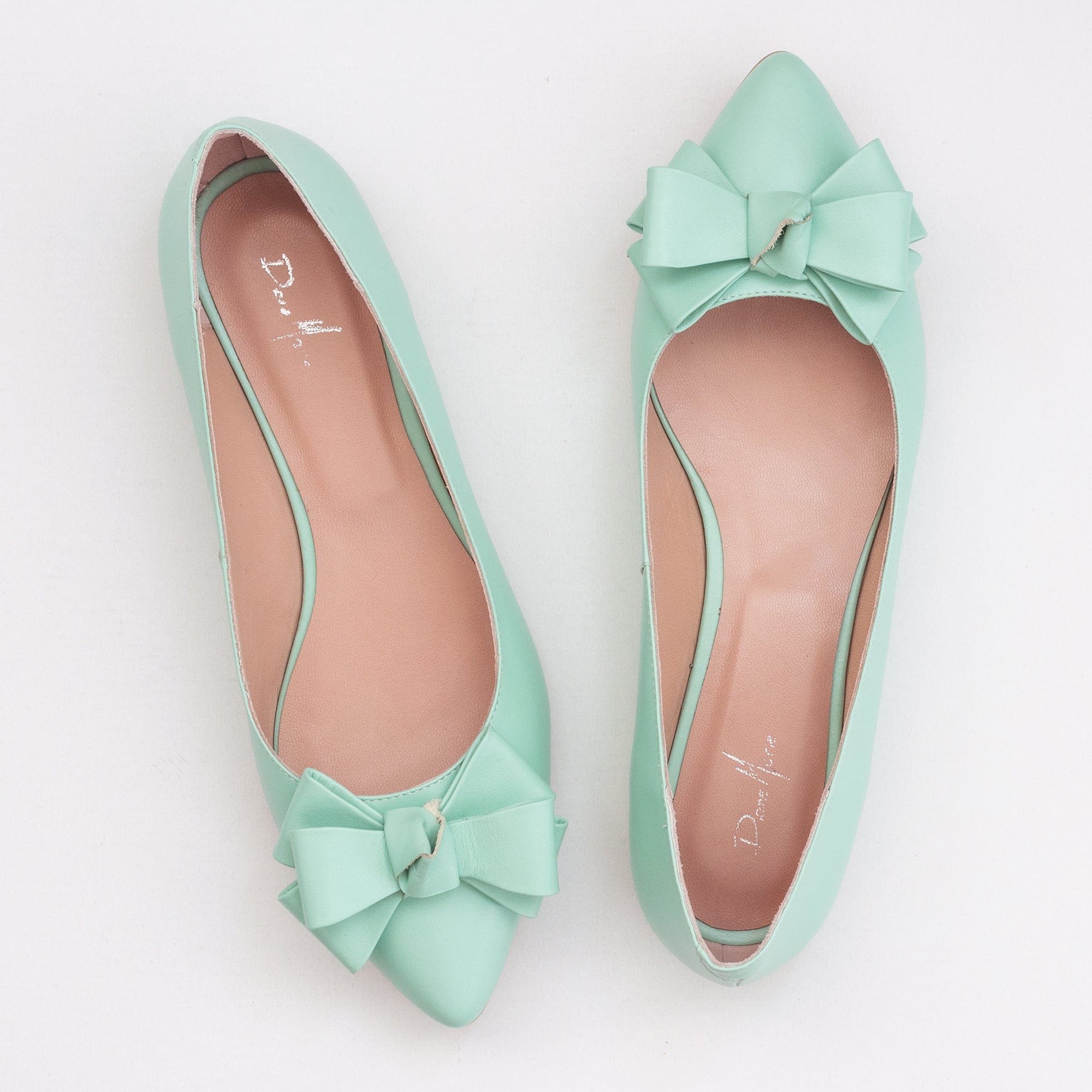 Balerini din piele naturala verde menta Brianna