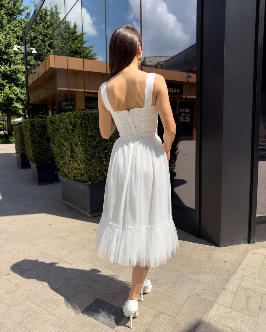 Rochie cununie civila elegantă midi, rafinată, pentru ziua ta specială