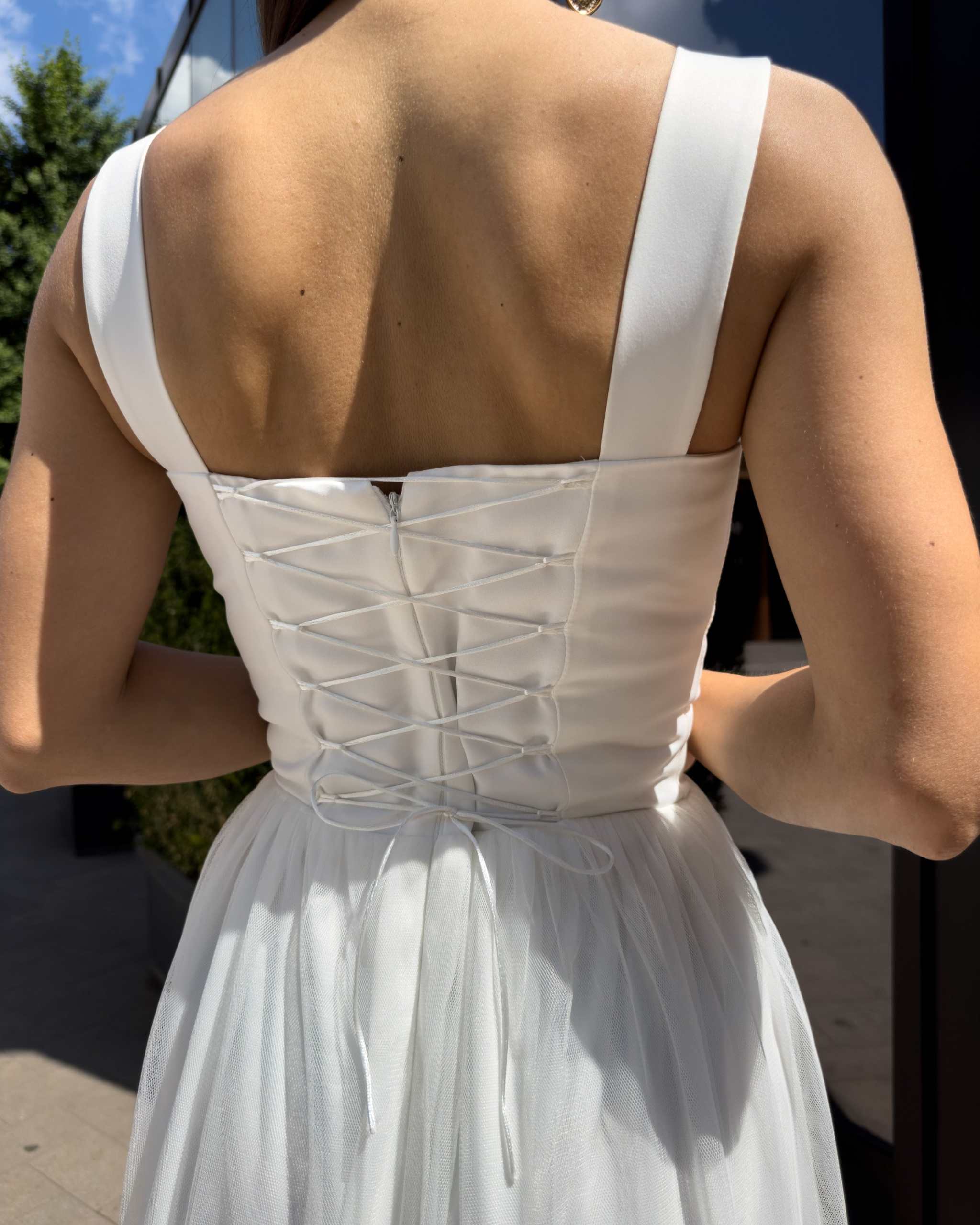 Rochie cununie civila elegantă midi, rafinată, pentru ziua ta specială
