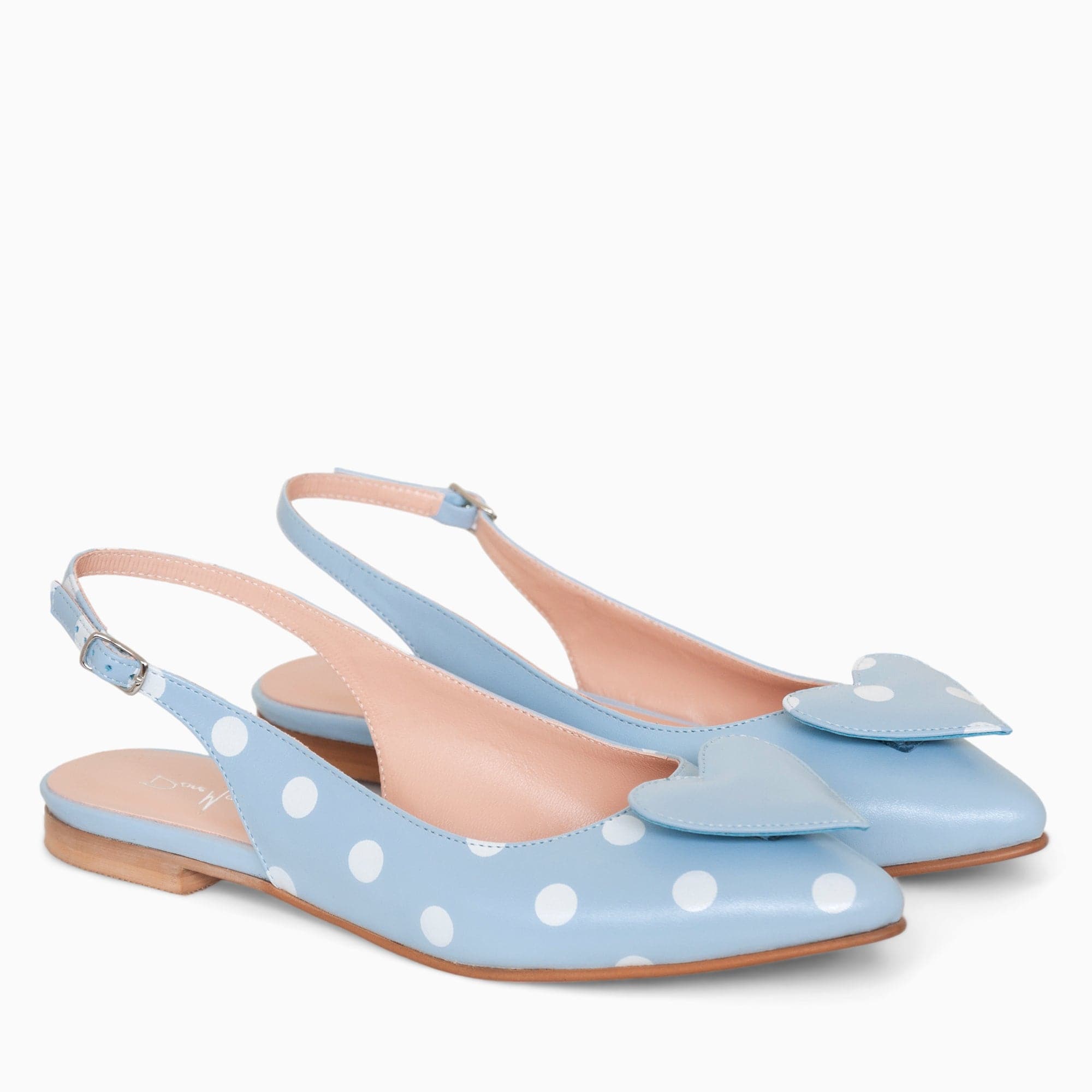 Balerini asimetrici din piele naturala bleu Jojo