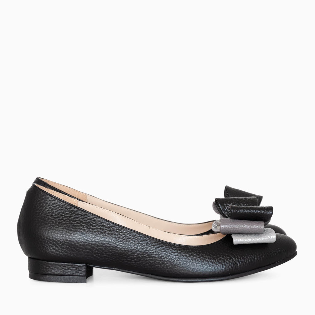 Balerini cu funda din piele naturala neagra Judy