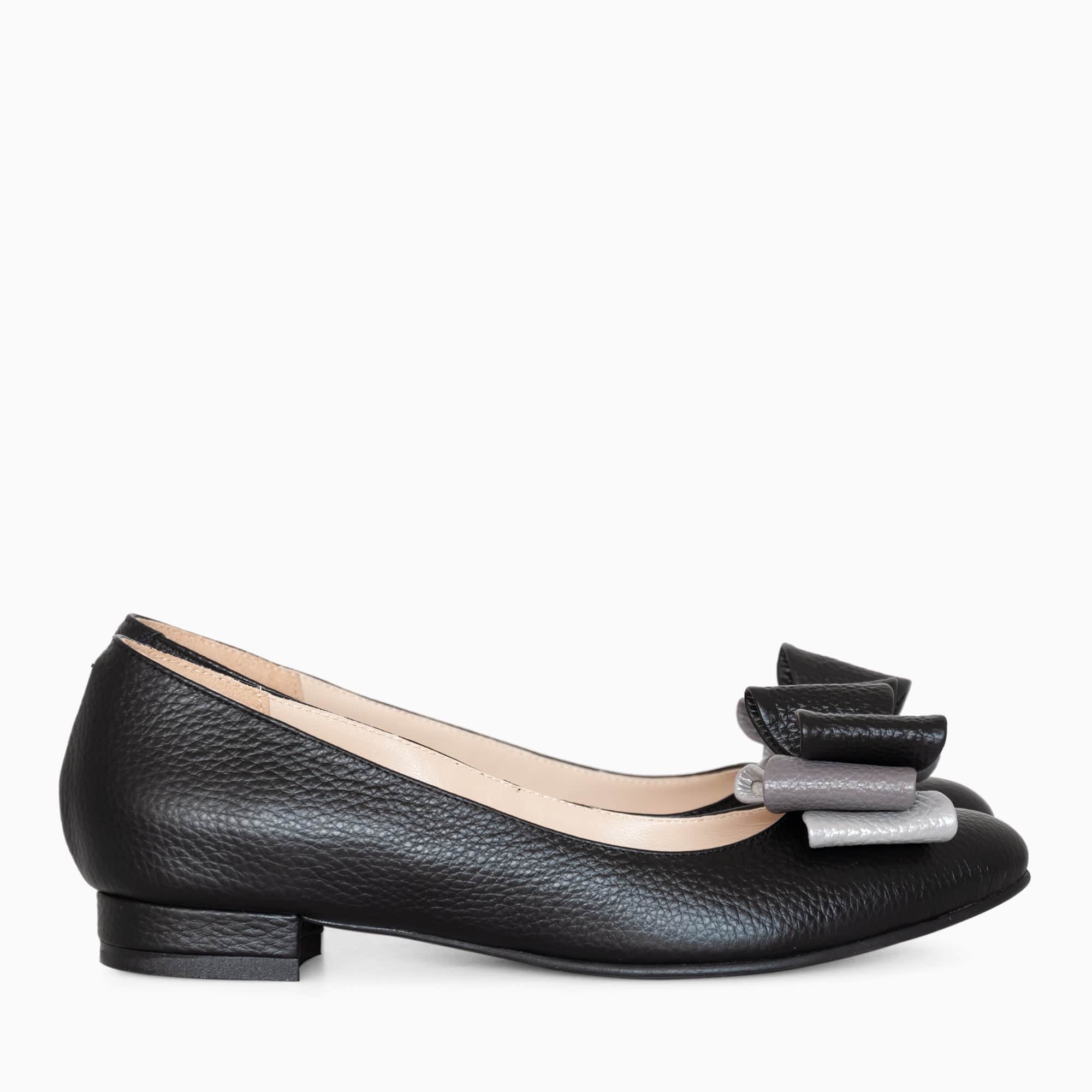 Balerini cu funda din piele naturala neagra Judy