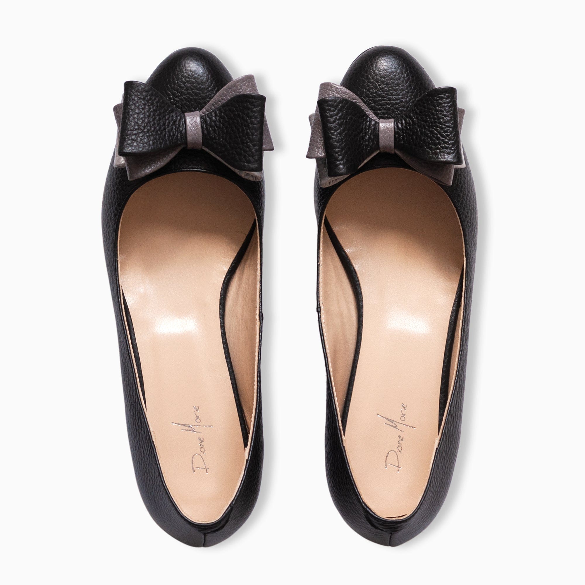 Balerini cu funda din piele naturala neagra Judy