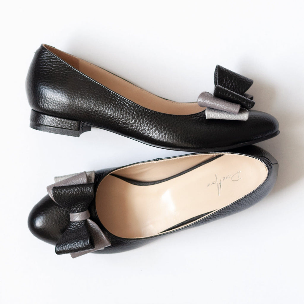 Balerini cu funda din piele naturala neagra Judy