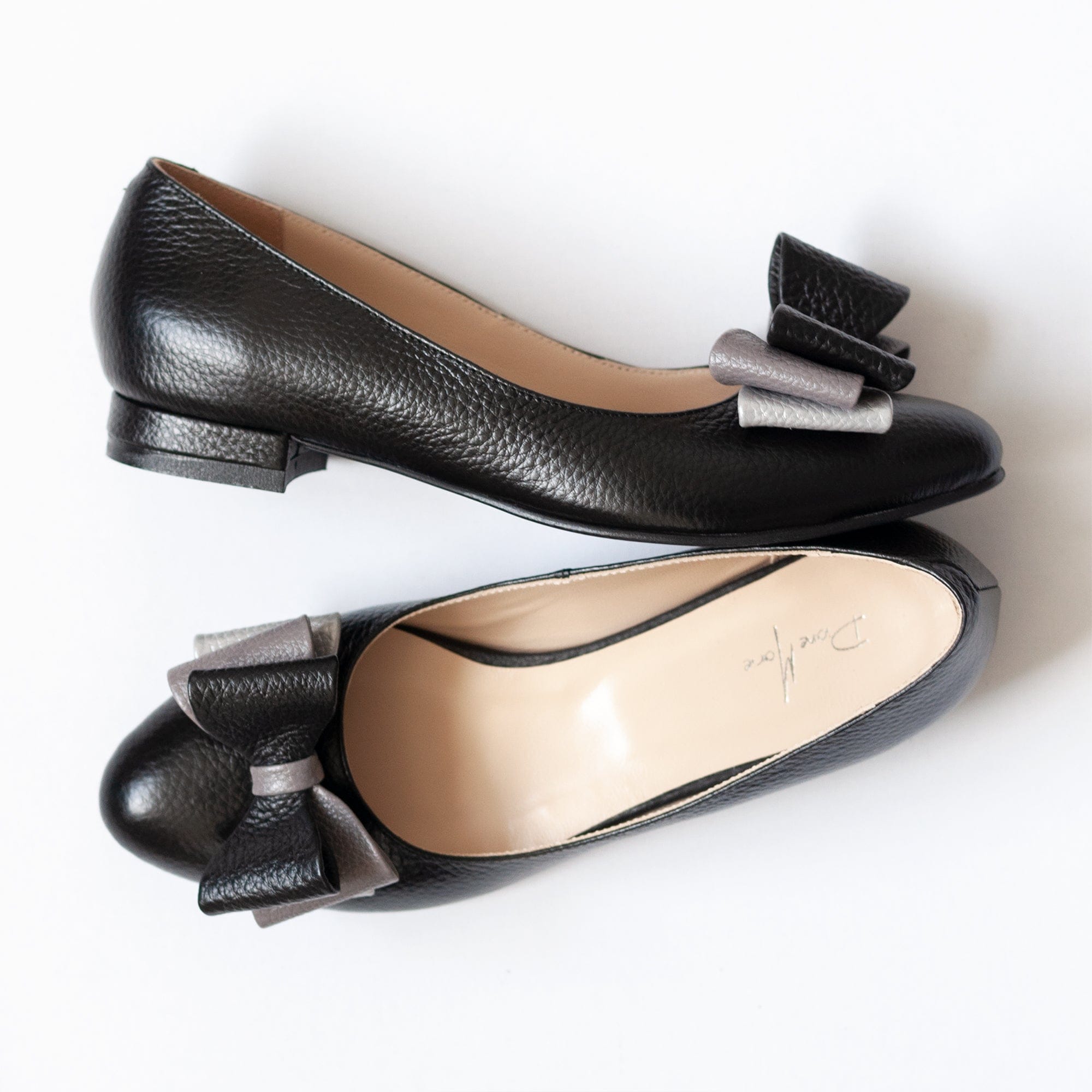 Balerini cu funda din piele naturala neagra Judy