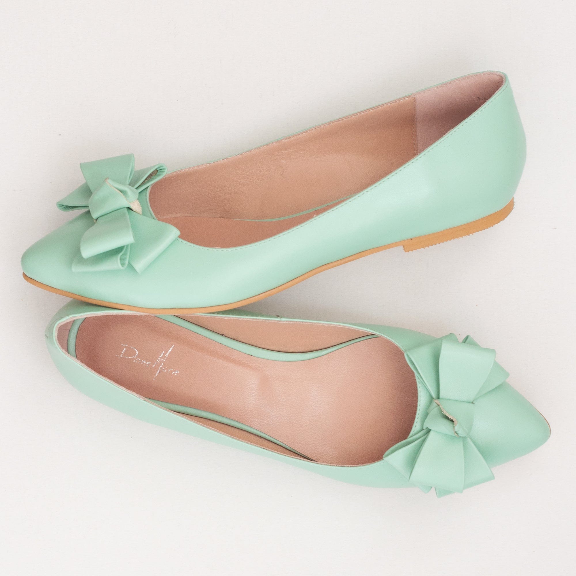 Balerini din piele naturala verde menta Brianna
