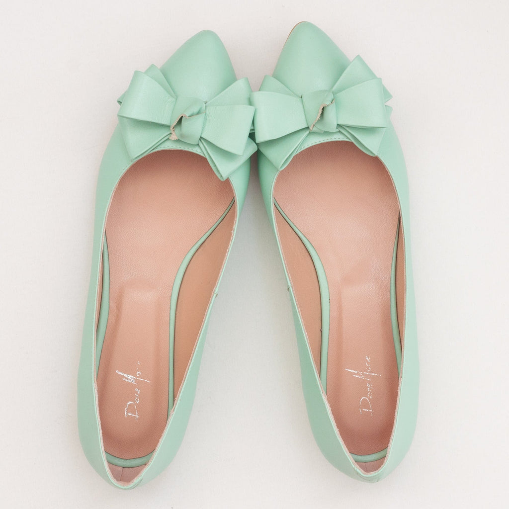 Balerini din piele naturala verde menta Brianna